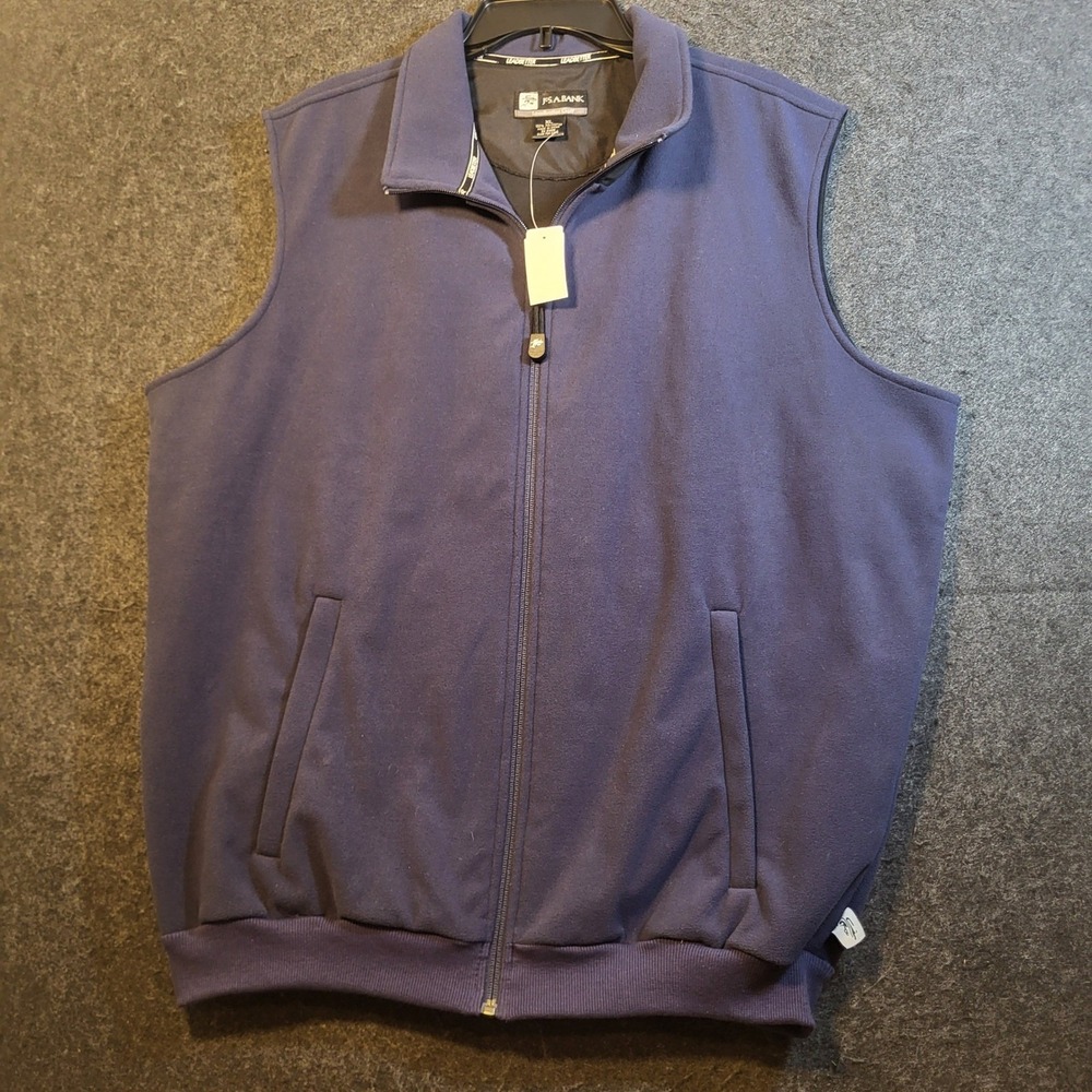 Jos. A. Bank Leaderlite Mens Fleece Vest Navy Blue Full Zip XL NWT